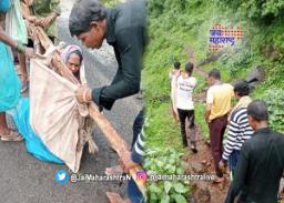 उपचारासाठी गर्भवती डोलीतून रुग्णालयात