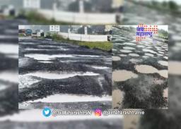 मुंबई-गोवा महामार्गाची खड्ड्यांमुळे पुन्हा चाळण