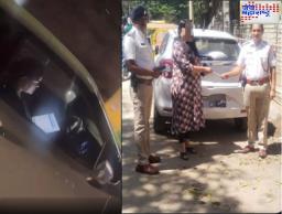 Viral Video : मांडीवर लॅपटॉप.. चारचाकी चालवत महिला करत होती ऑफिसचं काम, पोलिसांनी शिकवला धडा