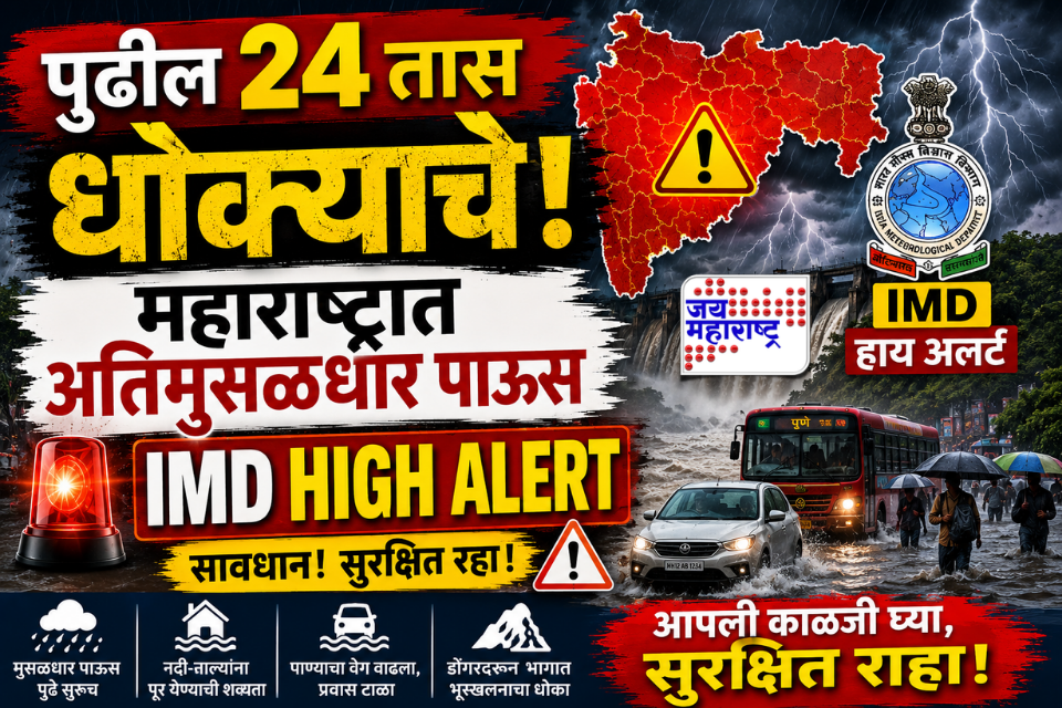 IMD चा हाय अलर्ट! उद्या महाराष्ट्रात अतिमुसळधार पावसाचा इशारा; दिल्लीसह 20 हून अधिक राज्यांना सतर्कतेचा इशारा