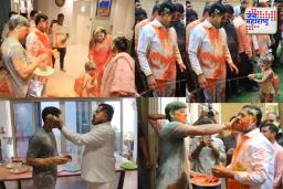 उपमुख्यमंत्री एकनाथ शिंदेंसह कुटुंबियांंमध्ये होळीचा उत्साह