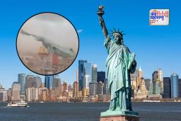 Statue Of Liberty Viral Video : सोसाट्याचा वारा अन् बघता बघता ‘स्टॅच्यू ऑफ लिबर्टी’ कोसळली, घटनेचा भयंकर व्हिडीओ समोर