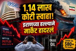 Share Market Crash:  आखाती युद्धाचा मोठा फटका! सेंसेक्स-निफ्टी आपटला; अवघ्या काही सेकंदातच गुंतवणूकदारांचे  1.14 लाख कोटी बुडाले
