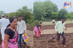 शेतीच्या वादातून बाईने ट्रॅक्टर चालकाला धू धू धुतले