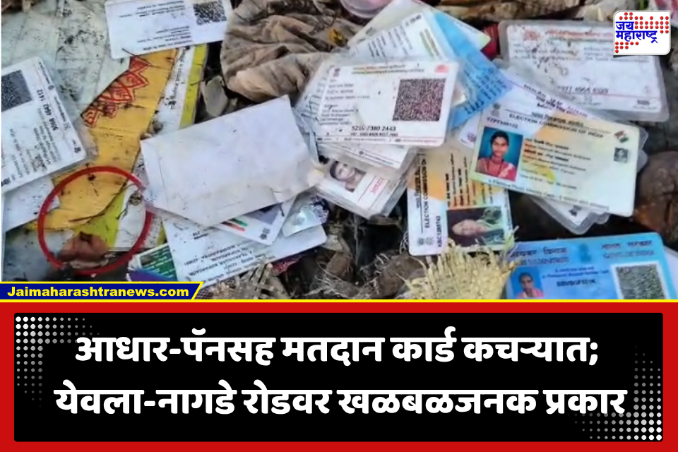 Yeola: कचऱ्यात आधार, पॅन अन् मतदान कार्डांचा ढीग; येवला-नागडे रोडवर नेमकं काय घडलं?