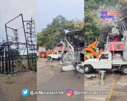 पुणे-सोलापूर रोडवर कोसळलं होर्डिंग