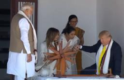 डोनाल्ड ट्रम्प यांनी साबरमती आश्रमाला दिली भेट, केली सुतकताई