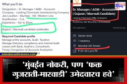 Mumbai Jobs: मुंबईत लाखोंच्या पगाराची नोकरी, पण मराठी Candidate नको? व्हायरल जाहिरातीनंतर संतापाची लाट
