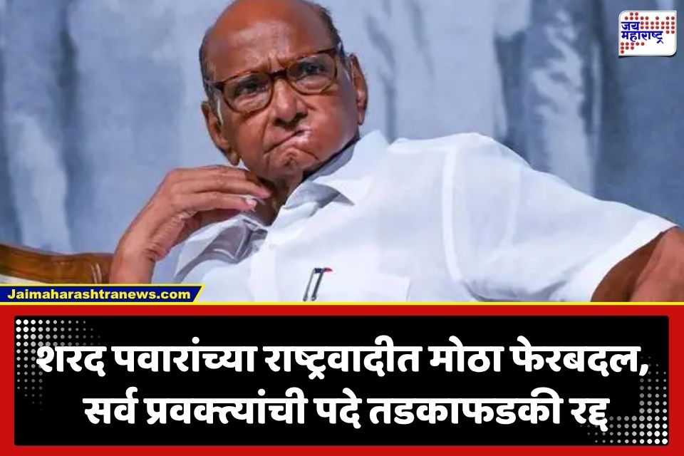 Sharad Pawar NCP : शरद पवारांच्या पक्षात मोठा राजकीय भूकंप; पक्षातील बड्या नेत्यांची पदं काढली; ‘या’ 2 नेत्यांवरच सोपवली मोठी जबाबदारी
