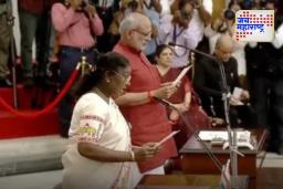 CP Radhakrishnan Oath Ceremony : सी पी राधाकृष्णन यांनी घेतली उपराष्ट्रपतीपदाची शपथ
