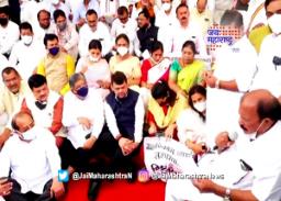 आमदार निलंबन प्रकरणी विधानसभेच्या पायऱ्यांवर भाजपचं आंदोलन