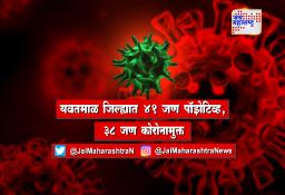 यवतमाळ जिल्ह्यात 41 जण पॉझेटिव्ह, 38 जण कोरोनामुक्त