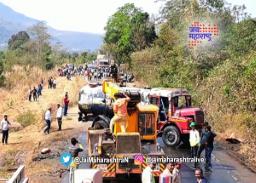 रसायनाने भरलेला टँकर उलटला
