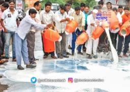रस्त्यावर दूध ओतून ‘रयत क्रांती’चं आंदोलन