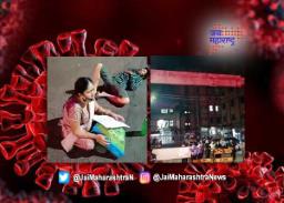 रुग्ण रुग्णालयाबाहेर रस्त्यावर पडून