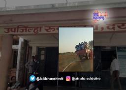 विद्यार्थी बसलेल्या ट्रॅक्टरचा थरारक अपघात